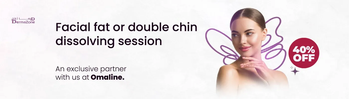 Facial fat or double chin dissolving session .